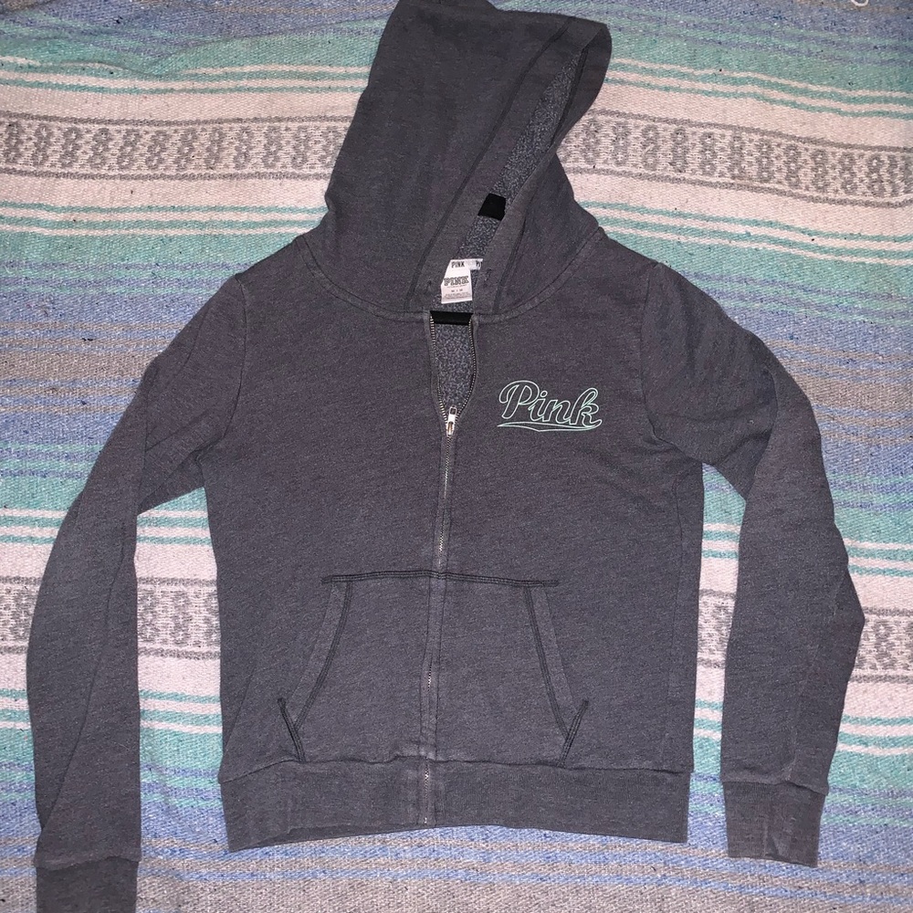 VS PINK gray zip up hoodie